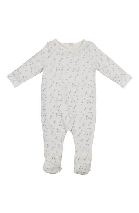 Printed Leaf Stretch Cotton Footie