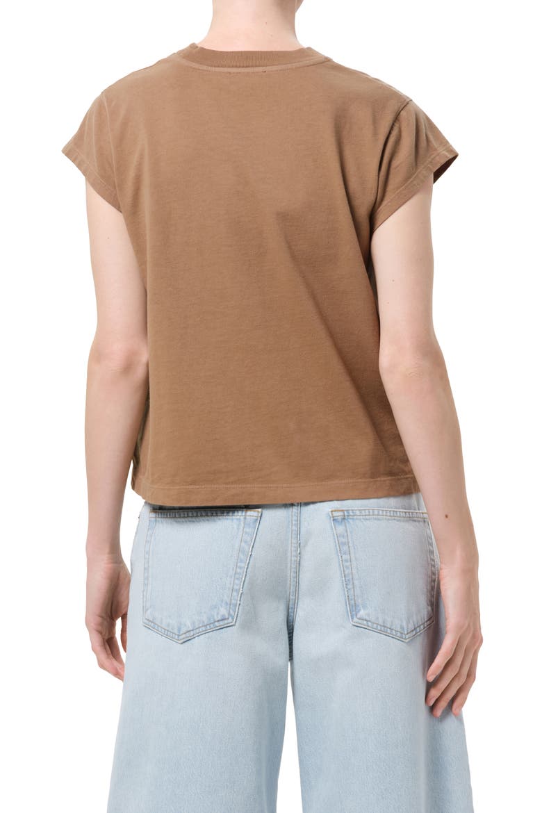 Long Line Bryce Cap Sleeve T-Shirt, Alternate, color, HAMOA MEDIUM TAN KHAKI