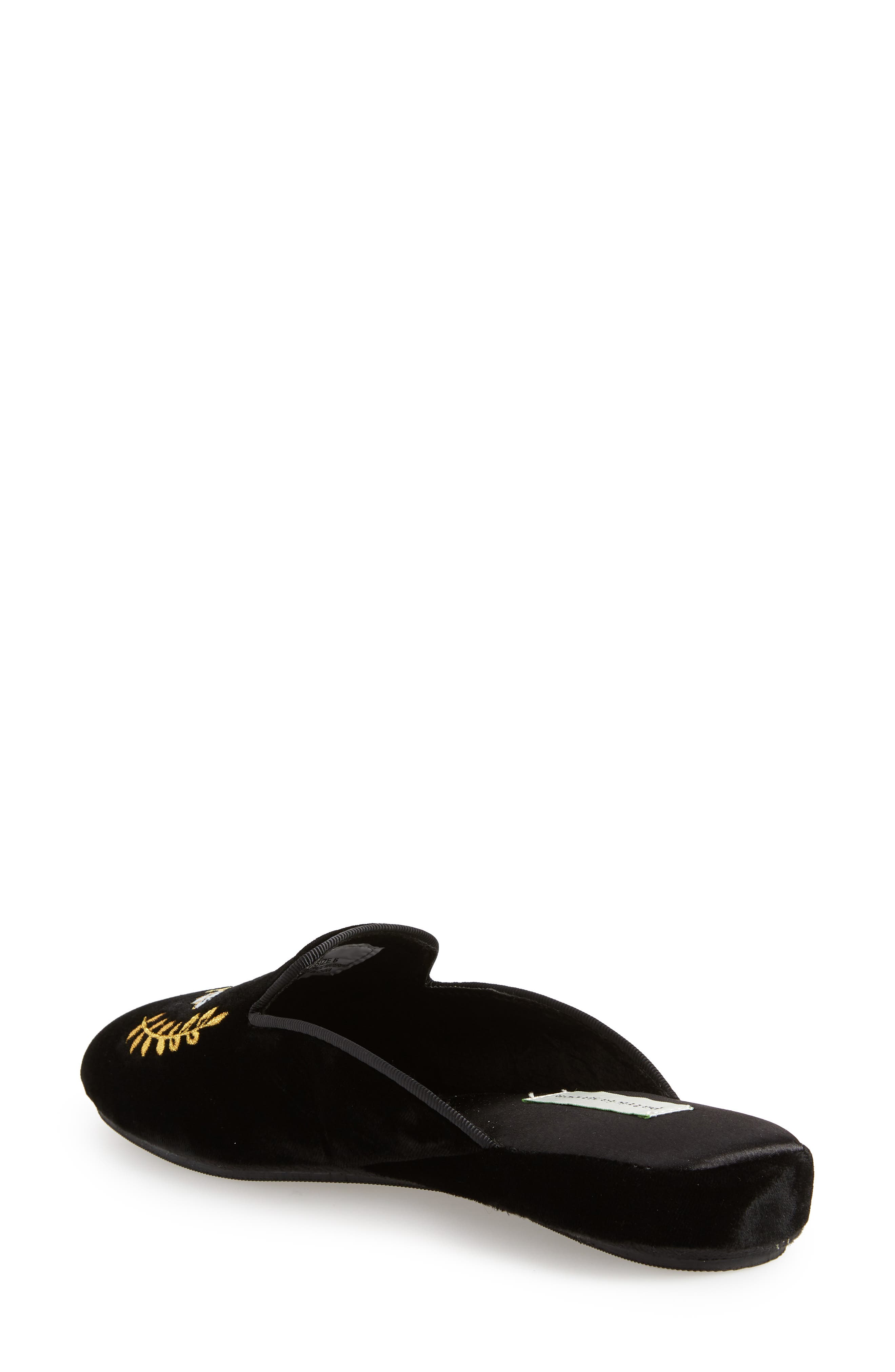 patricia green Beatrice Embroidered Slipper, Alternate, color, Black Velvet