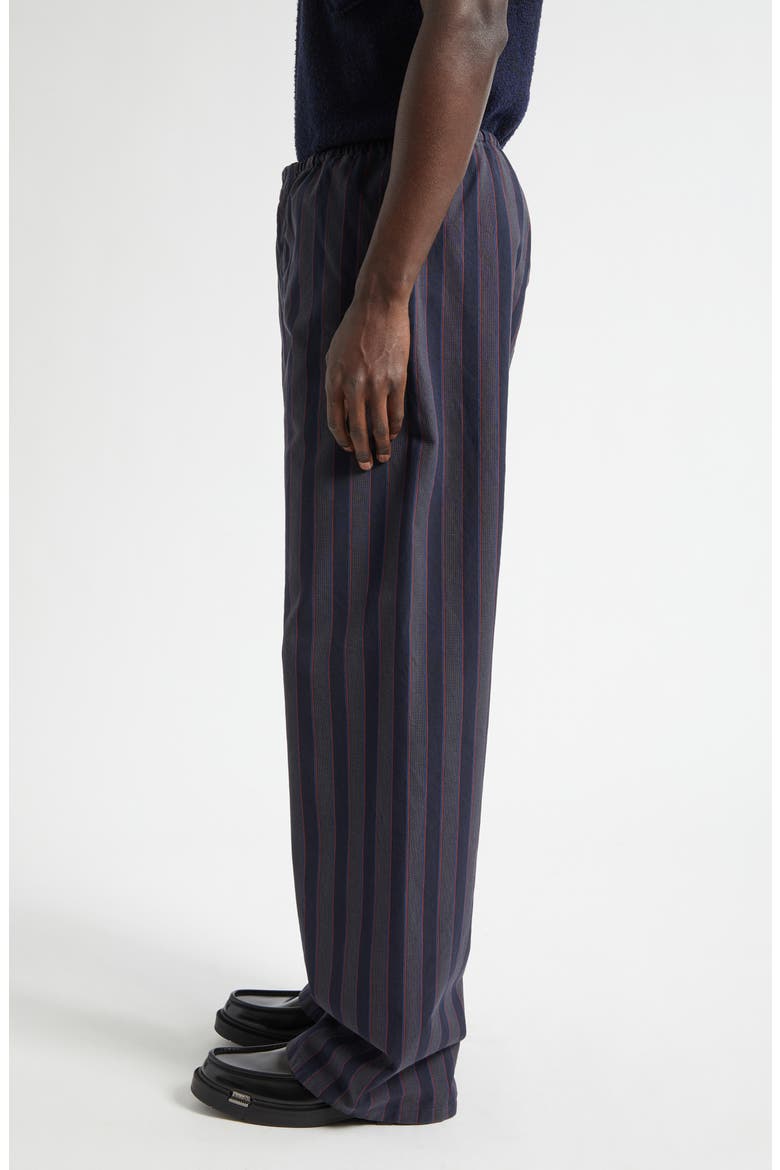 Stripe Cotton Wide Leg Pajama Trousers, Alternate, color, GREY AND ASPHALT