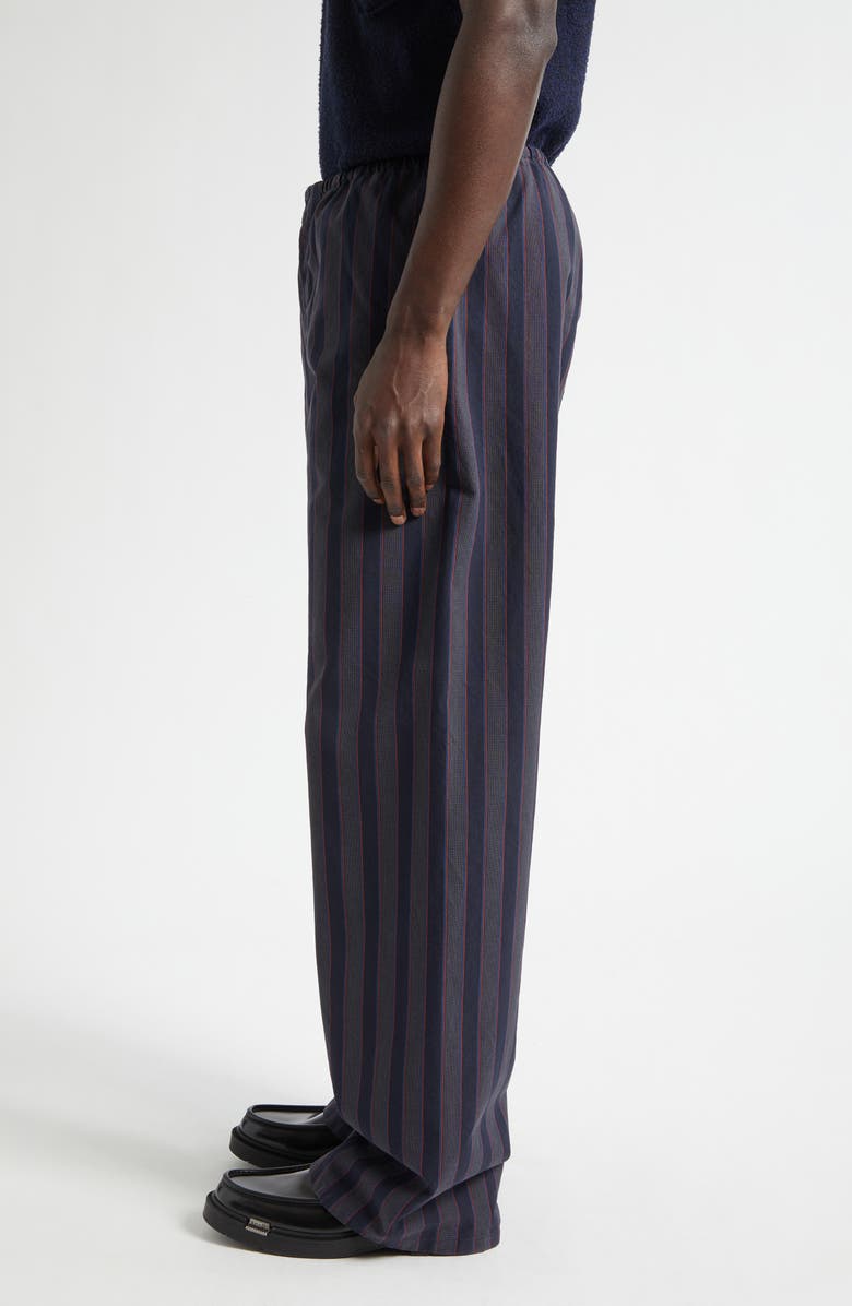 Maison Margiela Stripe Cotton Wide Leg Pajama Trousers, Alternate, color, Grey And Asphalt