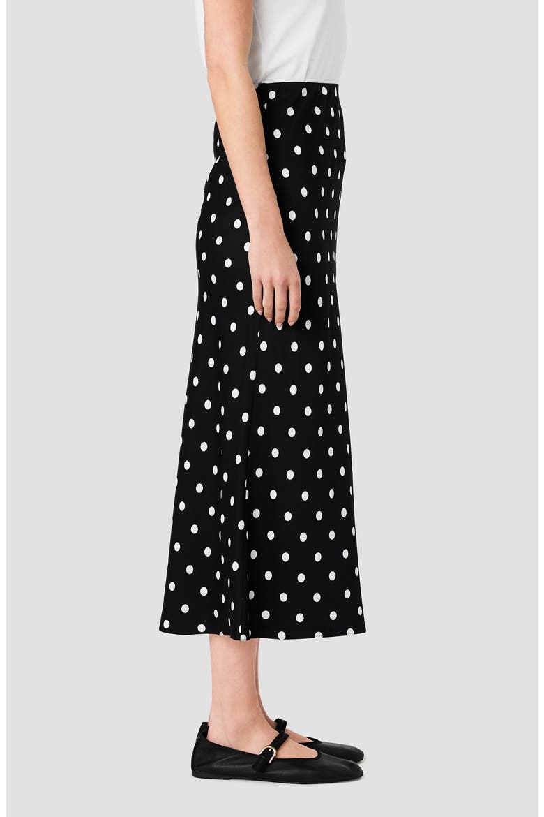 Ennis Polka Dot Satin Midi Skirt, Alternate, color, BLACK/ WHITE