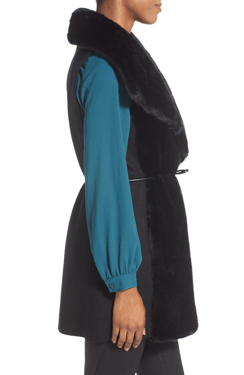 Vince Camuto Faux Fur Front Belted Vest, Alternate, color, 