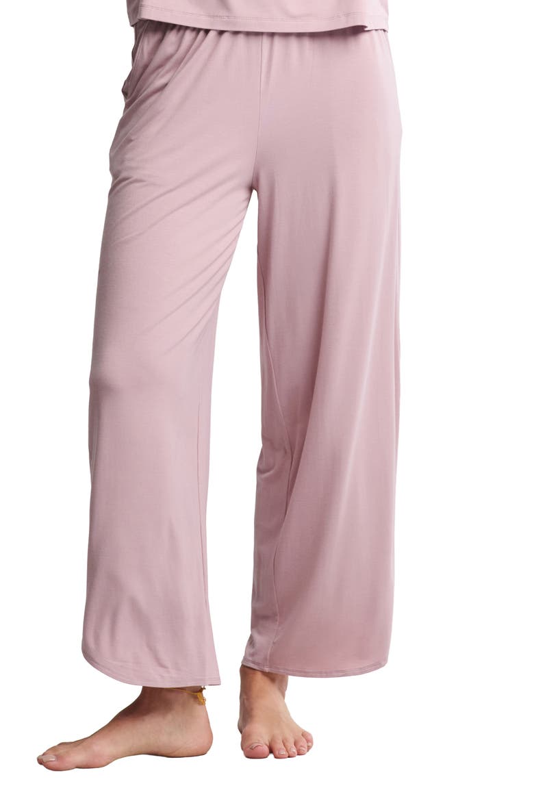 Jersey Crop Wide Leg Pants, Main, color, TEABERRY