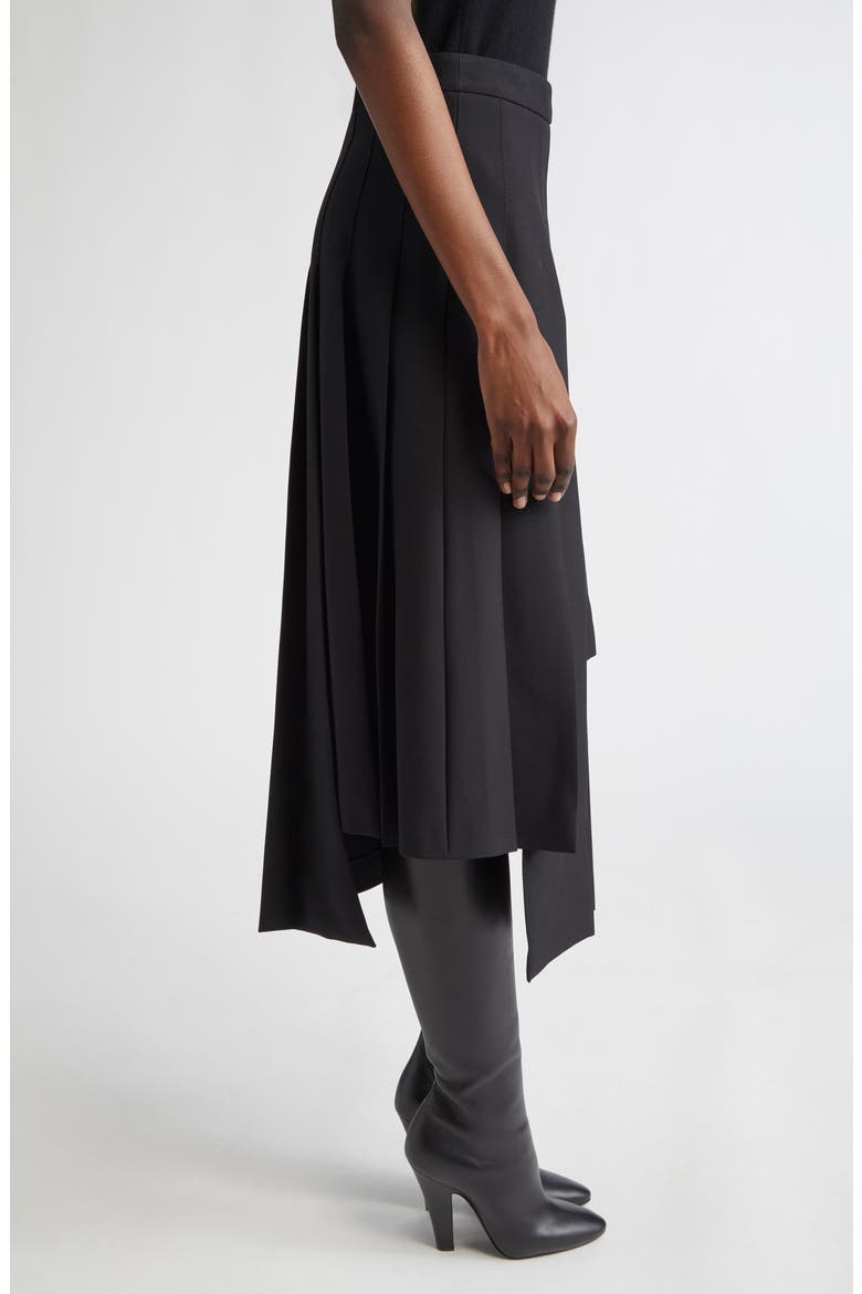 Asymmetric Pleat Wool Skirt, Alternate, color, BLACK