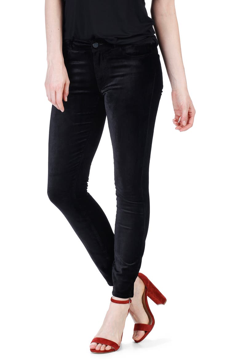 Verdugo Velvet Ankle Skinny Pants, Alternate, color, BLACK