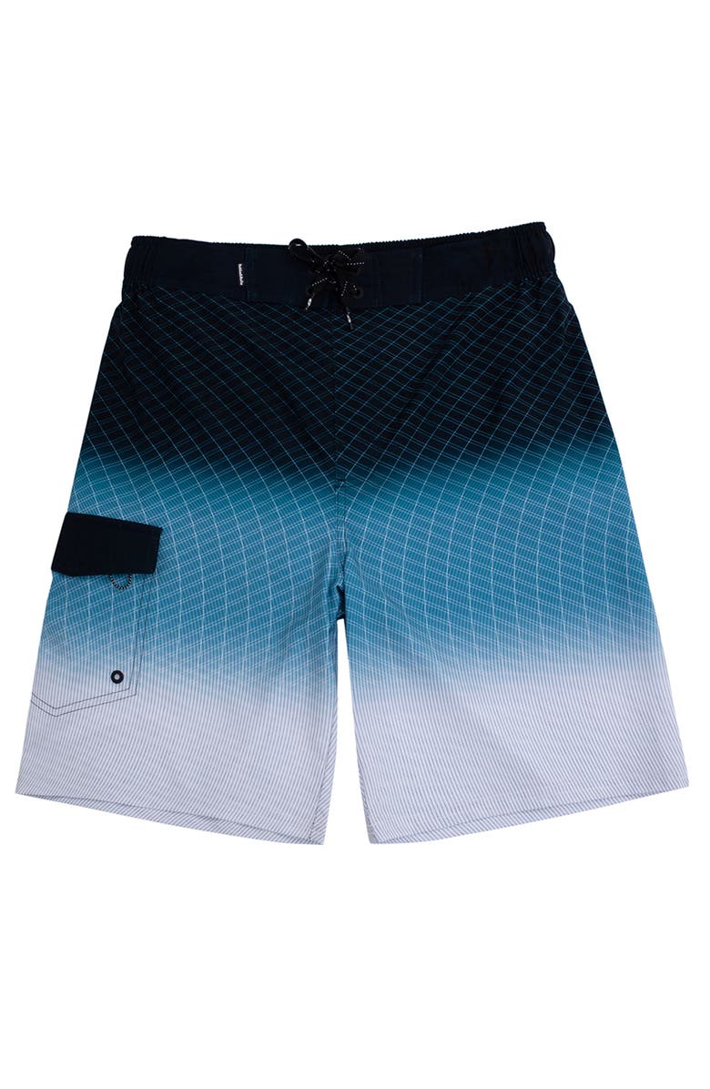 Rokka&Rolla Quick-Dry Swim Trunks with Elastic Waist, Main, color, Midnight Gradient