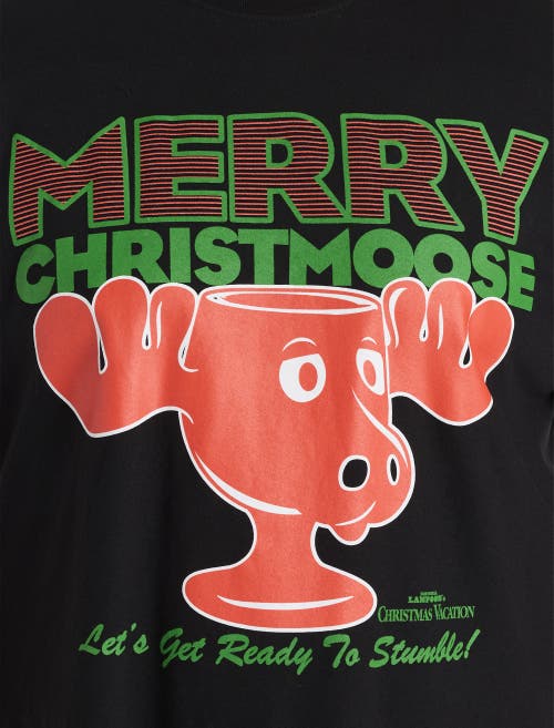 True Nation By Dxl Big & Tall Griswold Merry Christmoose Graphic Tee In Black