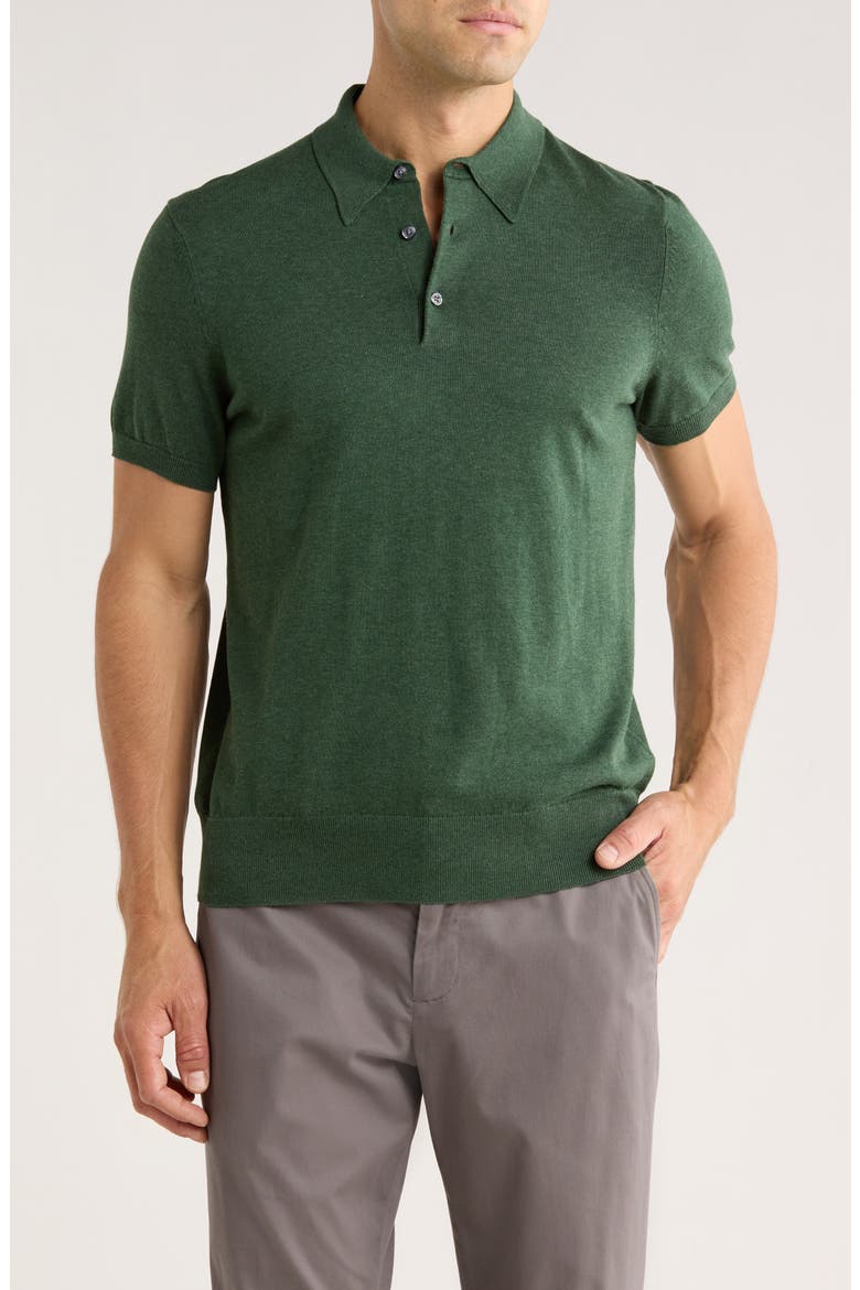 Cotton Knit Polo, Main, color, MEDIUM GREEN HEATHER