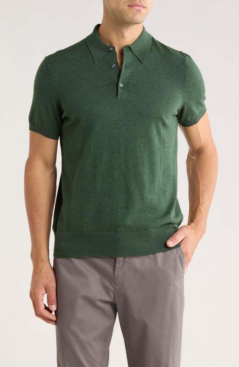 Brooks Brothers Cotton Knit Polo, Main, color, Medium Green Heather