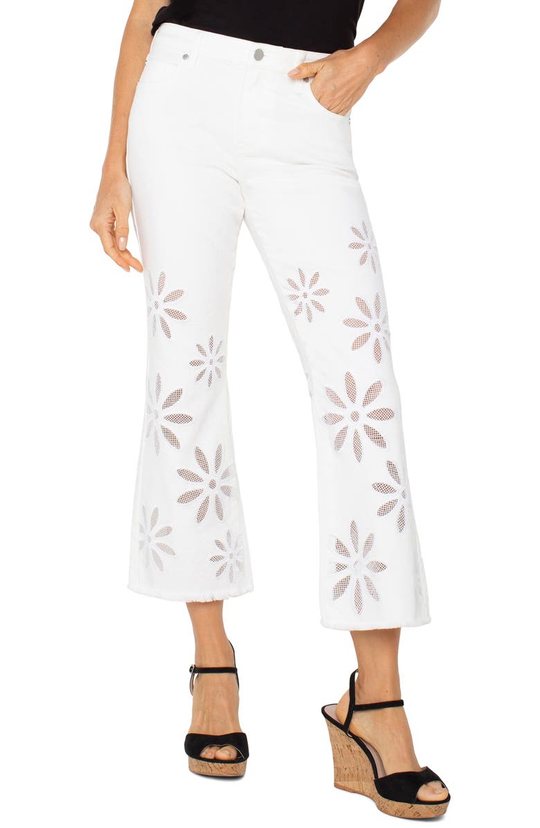 Liverpool Los Angeles Hannah Floral Frayed Crop Flare Jeans, Main, color, 