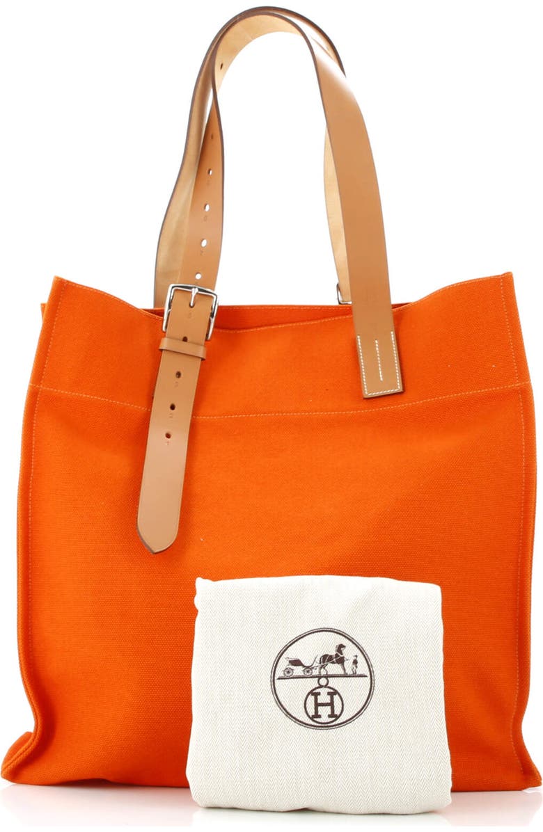Pre-Owned Hermes Etriviere Shopping Tote Toile and Leather, Alternate, color,