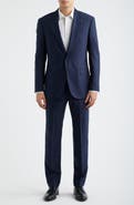 Emporio Armani Navy Microcheck Virgin Wool Peak Lapel Suit
