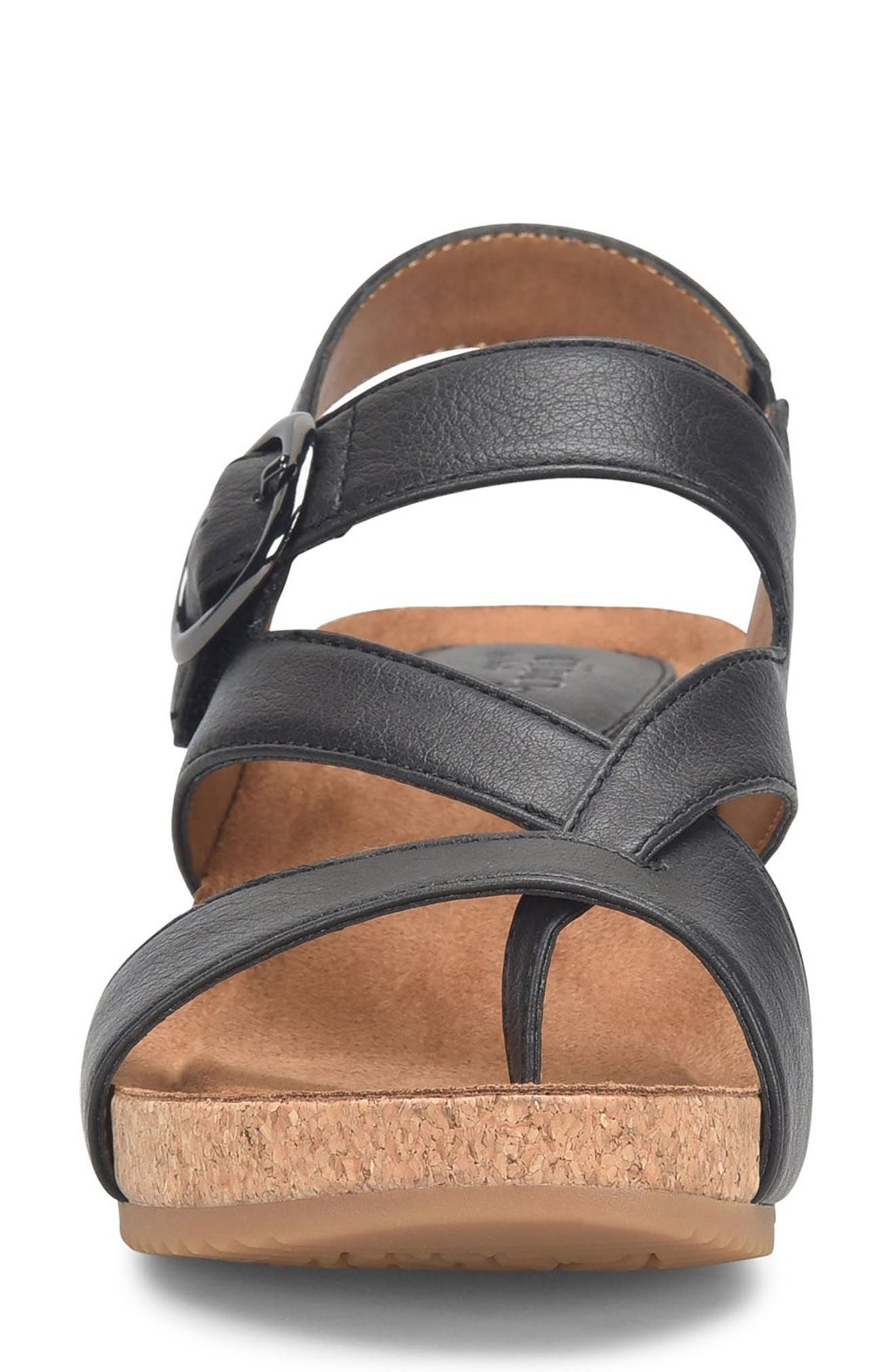 EUROSOFT Evelyn Wedge Sandal, Alternate, color, Black