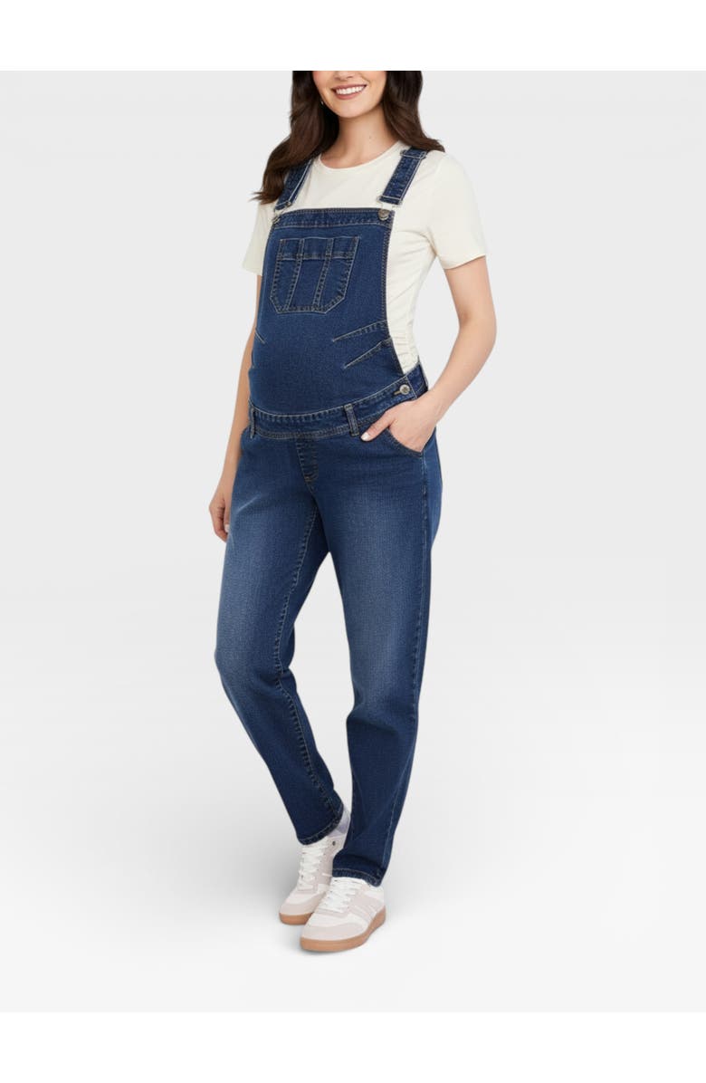 MOTHERHOOD MATERNITY Relaxed Fit Maternity Denim Overall, Alternate, color, Skoll Wash