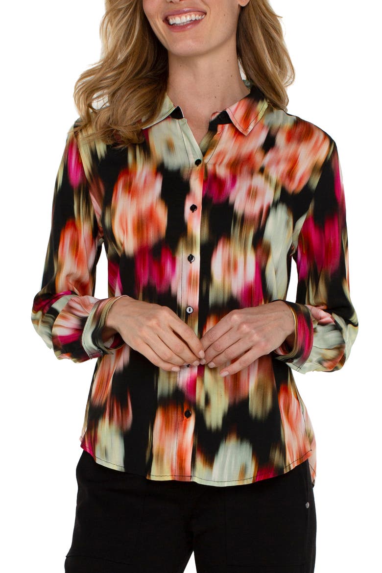 Floral Ikat Print Shirt, Alternate, color, STAR RUBY FLRL