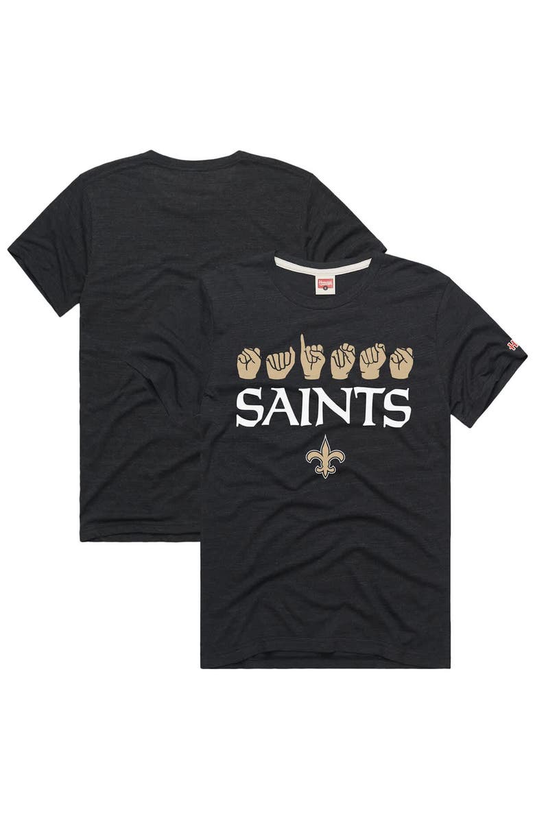 Homage Unisex Homage Black New Orleans Saints NFL ASL Collection by Love Sign Tri-Blend T-Shirt, Main, color, Black