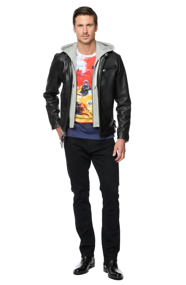 Robert Graham Chet Leather Jacket with Removable Hooded Bib, Alternate, color, 