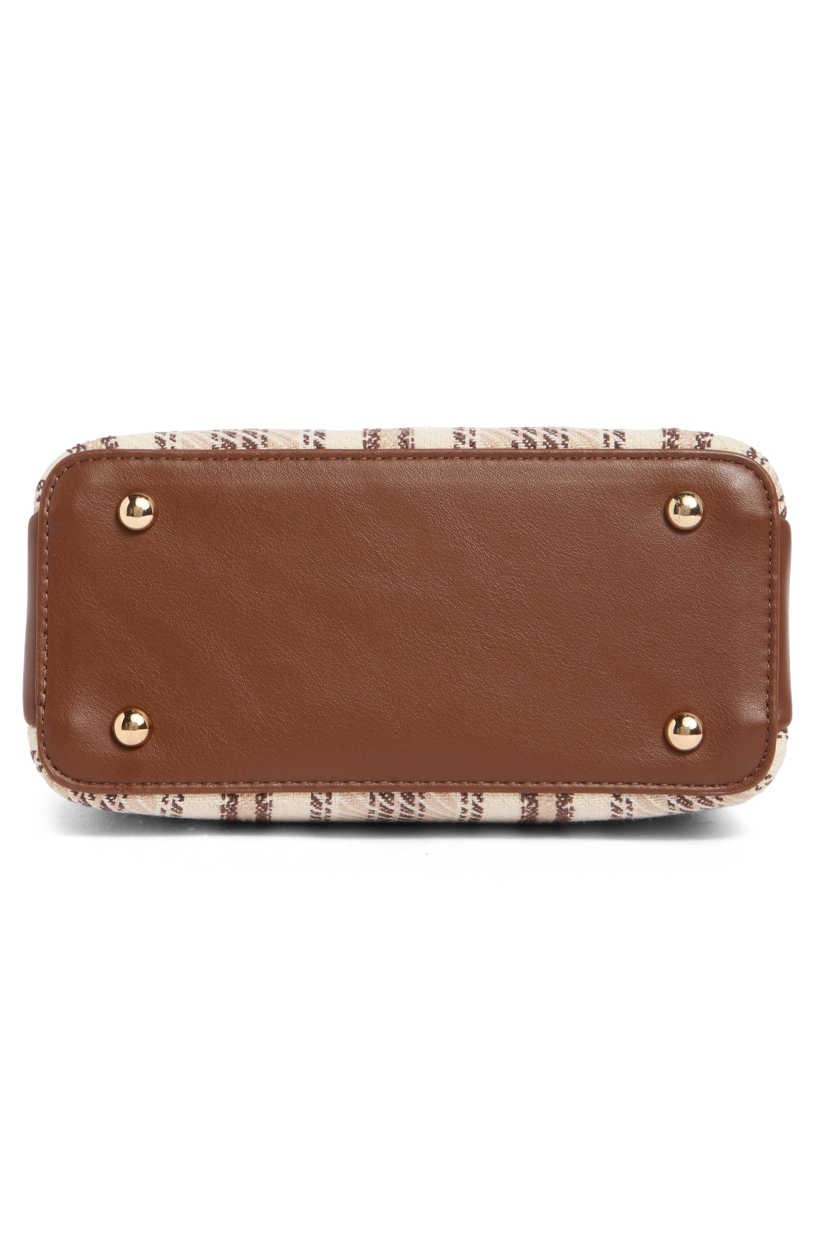 Dinky Dorrie Woven Canvas Satchel, Alternate, color, BROWN