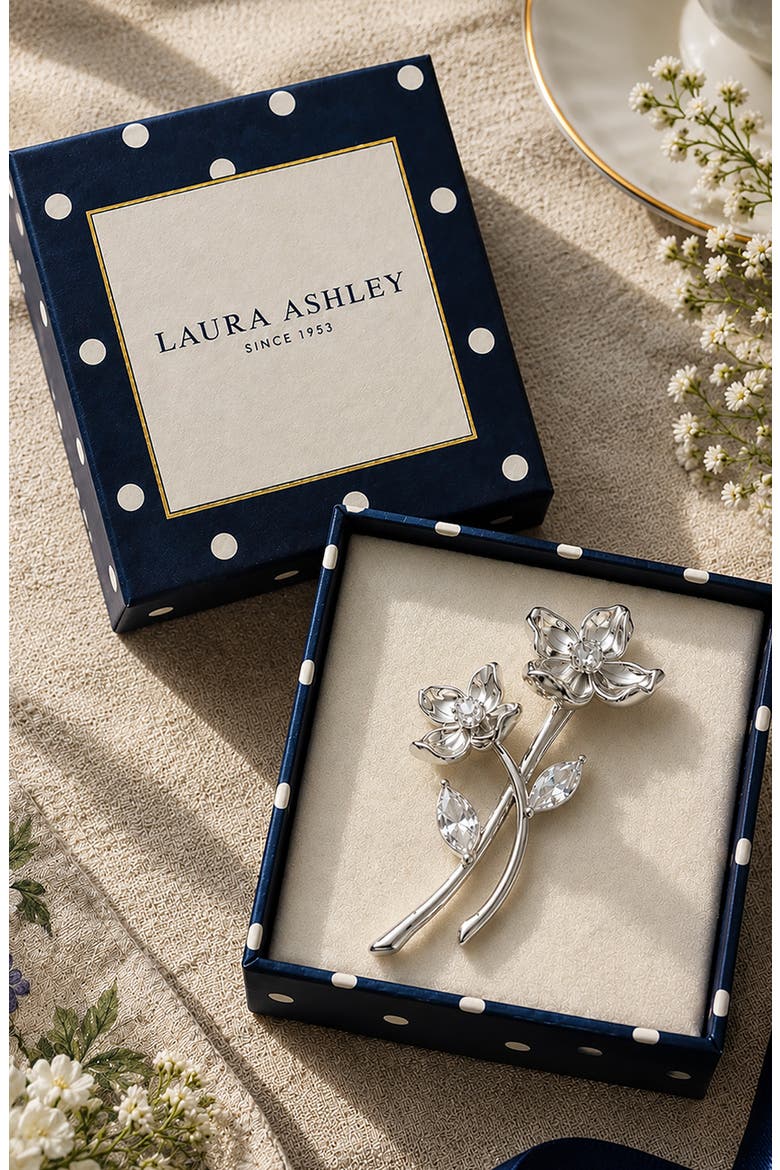 2-Piece Flower Brooch Set, Alternate, color, CLEAR/ SILVER