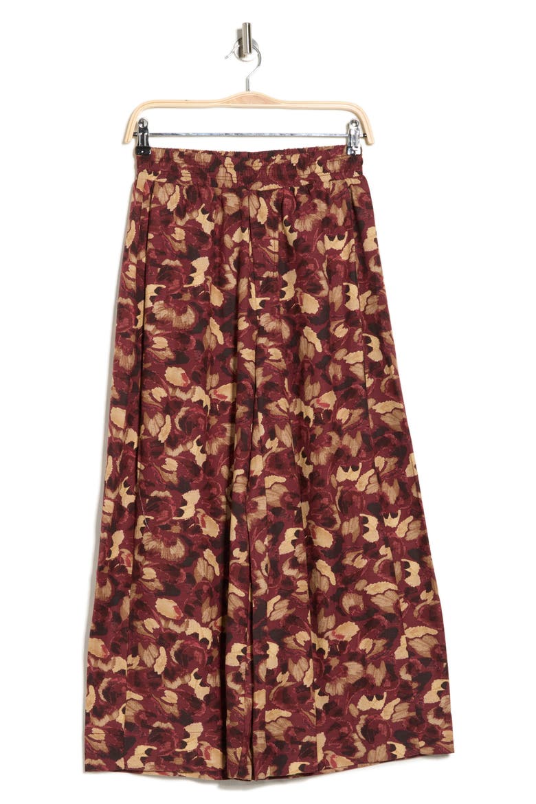 Skyrise Print Crop Wide Leg Pants, Alternate, color, SYRAH/ VINTAGE WALNUT
