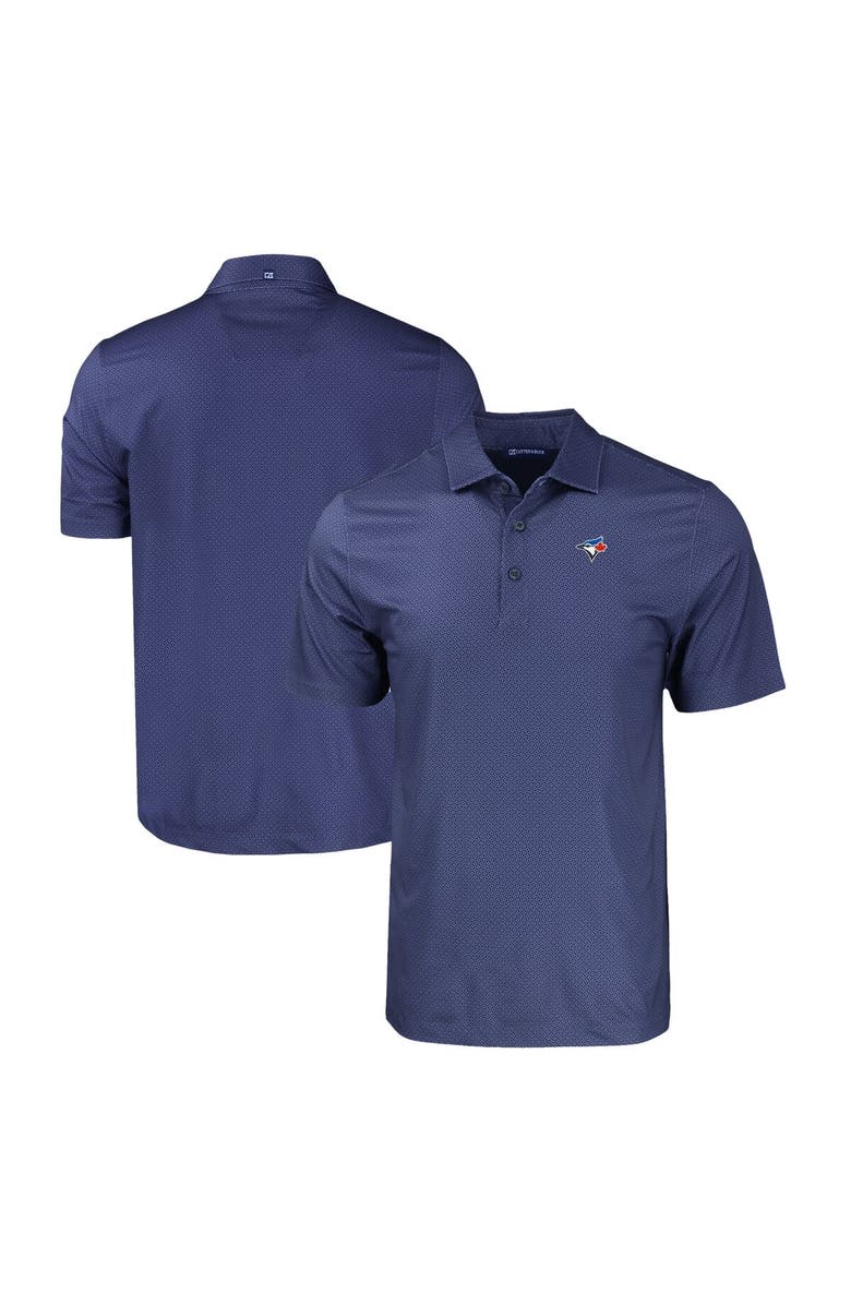 Cutter & Buck Men's Cutter & Buck Navy Toronto Blue Jays Pike Eco Tonal Geo Print Stretch Recycled Polo, Alternate, color, 