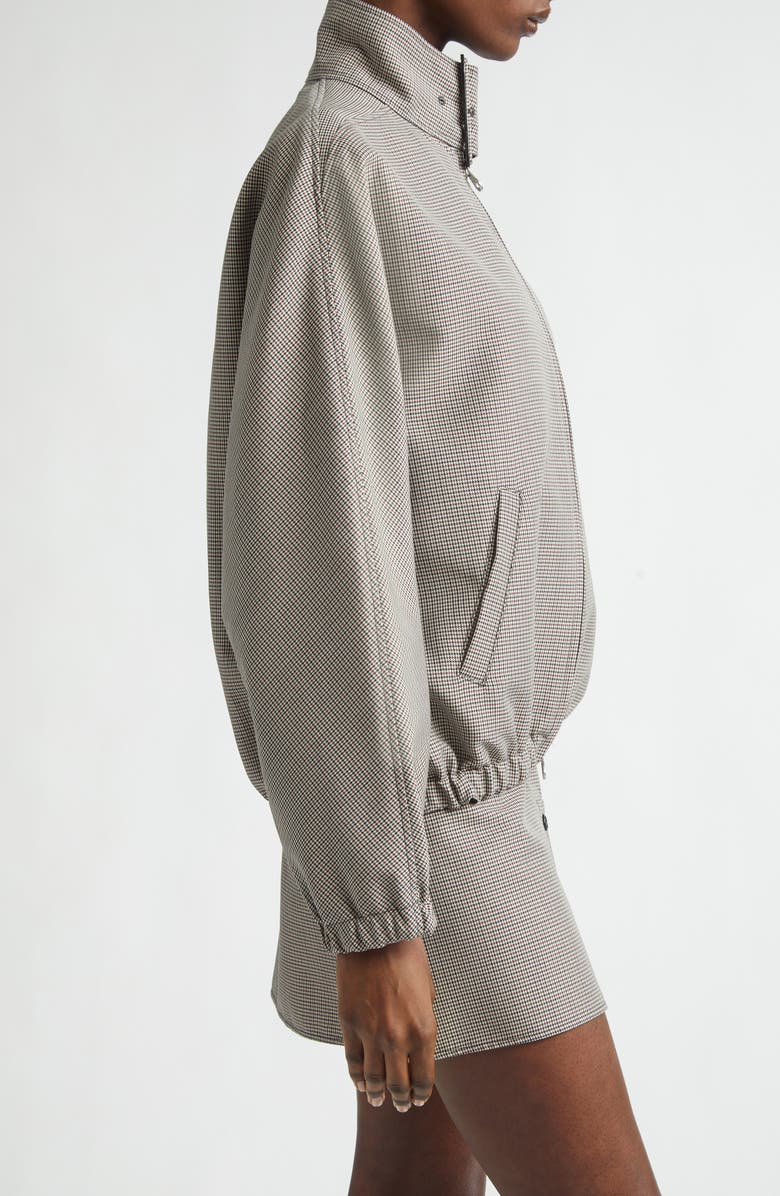 Courrèges Buckle Houndstooth Bomber Jacket, Alternate, color, Natural / Red / Black