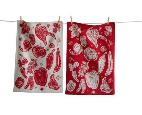 Canyon Print Veggies Dishtowel S/2 Red Red Multi Cotton Everyday