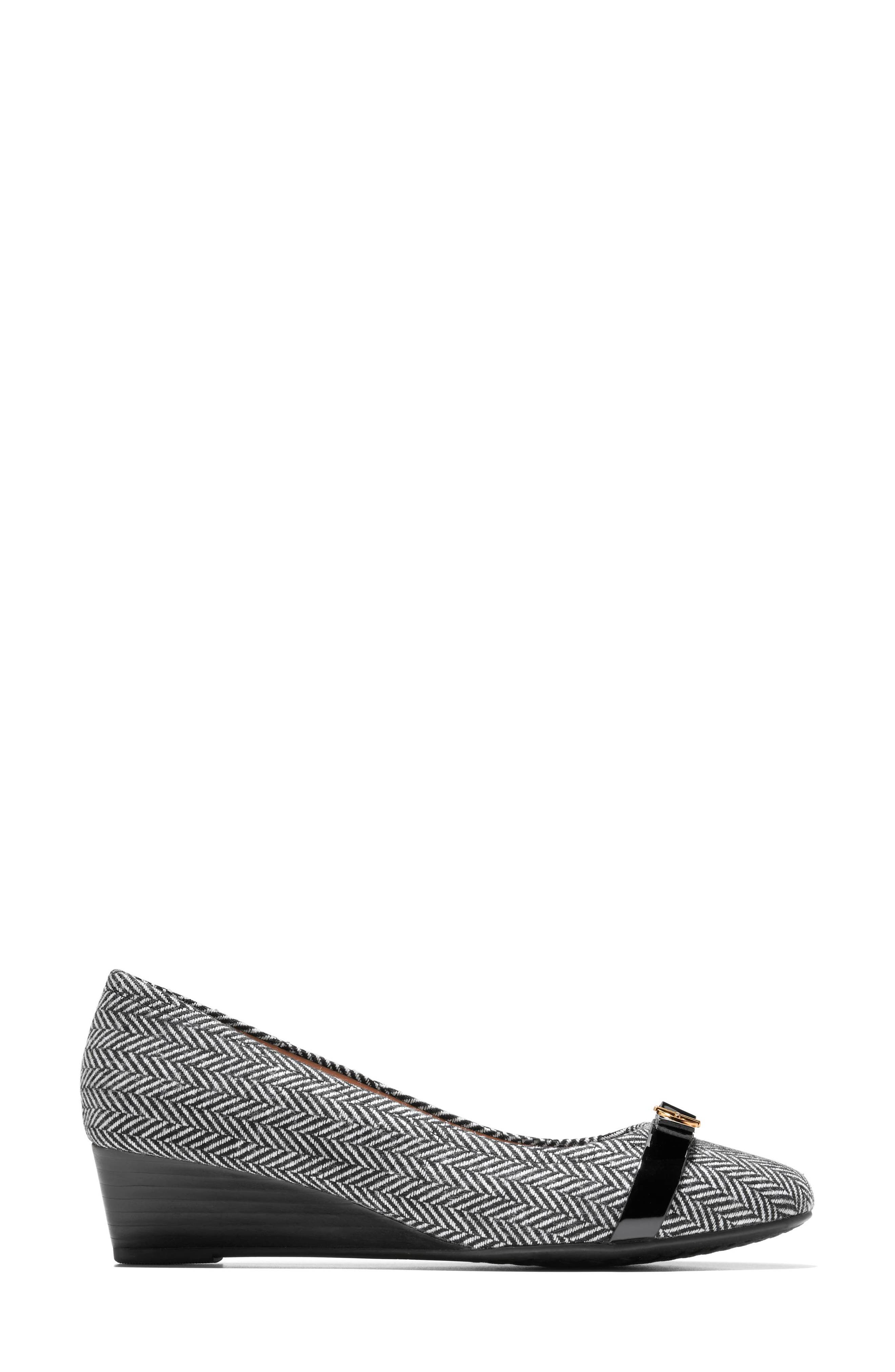 Cole Haan Malta Slip-On Wedge, Alternate, color, Herringbone Textile/ Black Pat