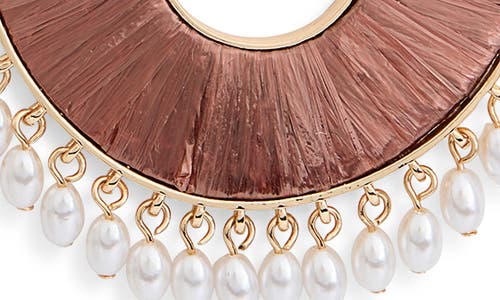 Baublebar Raffia & Faux Pearl Drop Threader Earrings