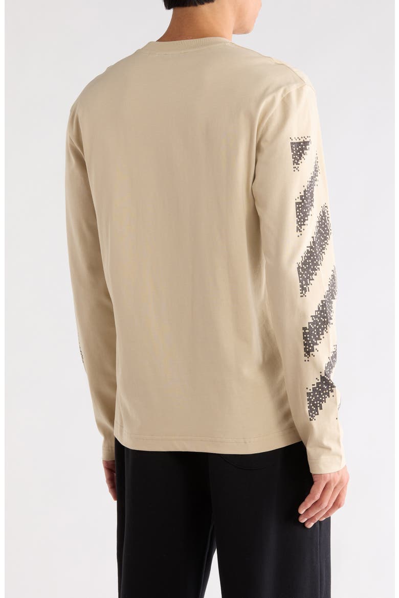Pixel Diagonal Skate Long Sleeve T-Shirt, Alternate, color, BROWN RICE-BLACK