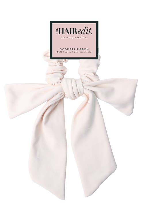 The Hair Edit Goddess Hair Ribbon Scrunchie In White