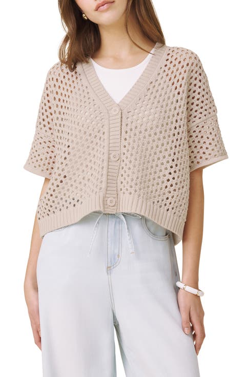 Nova Short Sleeve Cotton Pointelle Cardigan