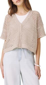 Splendid Nova Short Sleeve Cotton Pointelle Cardigan