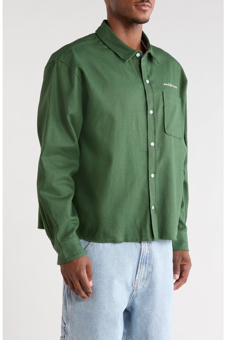 Sportster Cotton Canvas Button-Up Shirt, Alternate, color, GREEN