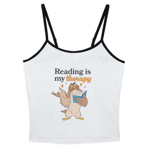 Junior's Owl Reading Is My Therapy Tank Top