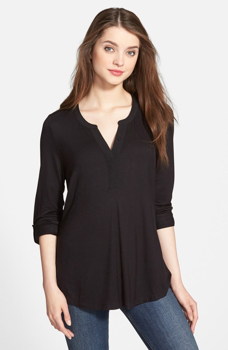 NYDJ Pleat Back Knit Roll Sleeve Top, Main, color,