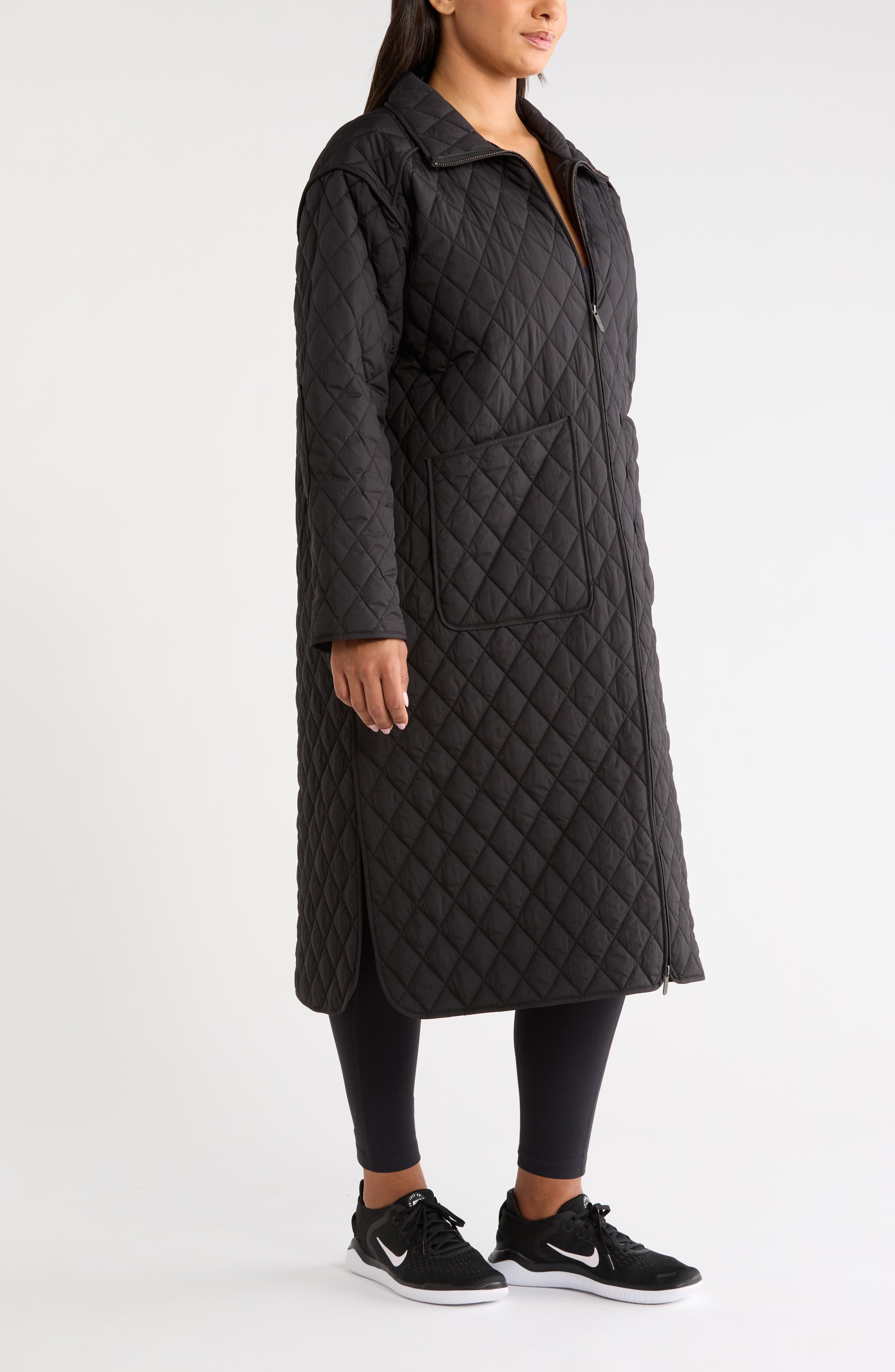 Zella Diamond Quilted Longline Jacket (Women) | Nordstrom