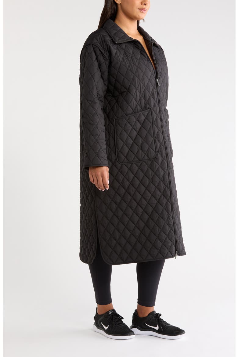 Diamond Quilted Longline Jacket, Alternate, color, BLACK