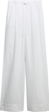 M&S Linen Blend Wide Leg Drawstring Pants