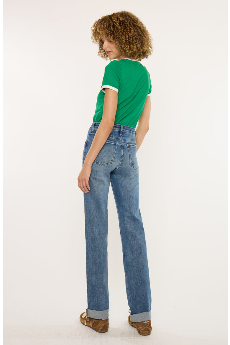 Trinity Essentials High Rise True Straight Jeans, Alternate, color, Dark Wash