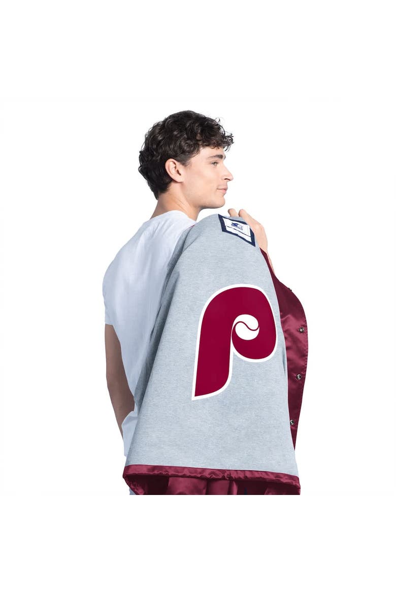 Men's Starter  Burgundy Philadelphia Phillies Cooperstown Collection Point Man Full-Snap Coaches Jacket, Alternate, color, Burgundy
