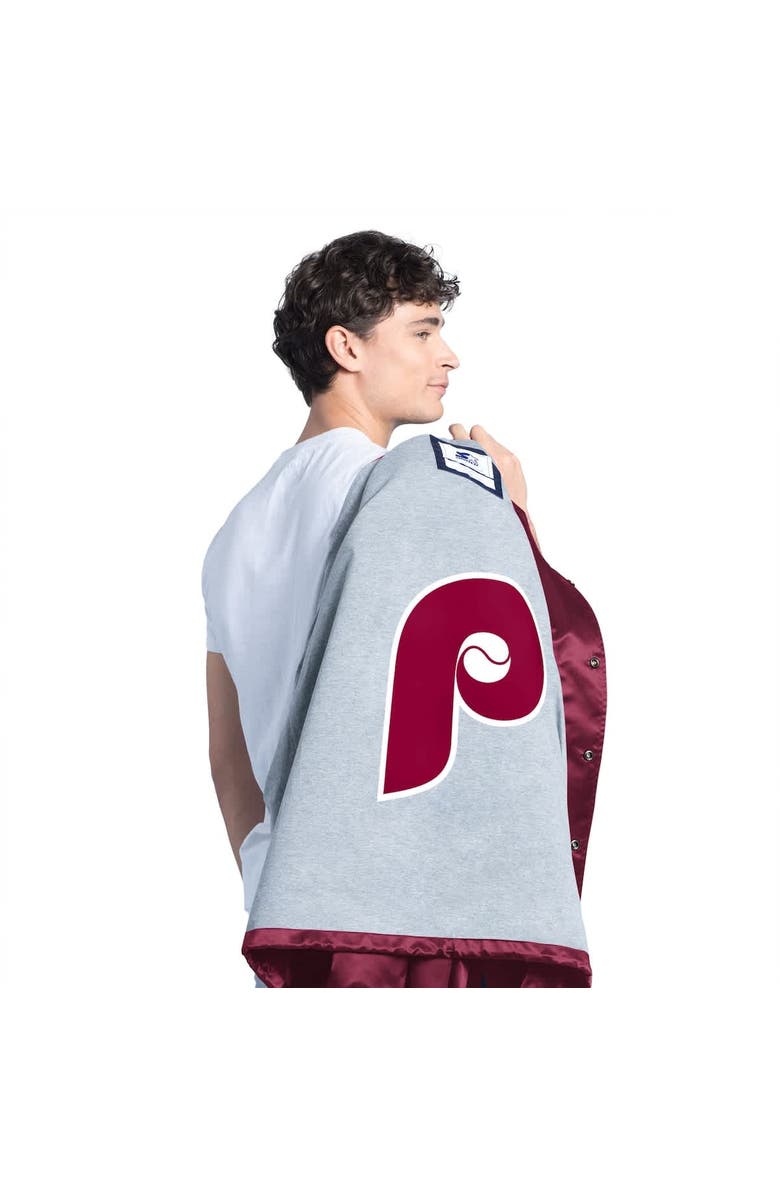 STARTER Men's Starter  Burgundy Philadelphia Phillies Cooperstown Collection Point Man Full-Snap Coaches Jacket, Alternate, color, Burgundy