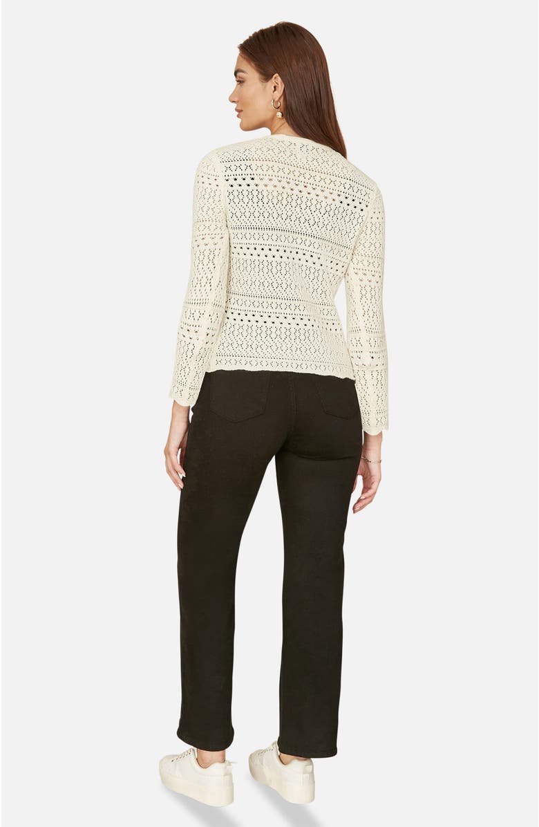 Yumi Crochet Tie Front Cardigan, Alternate, color, Ivory