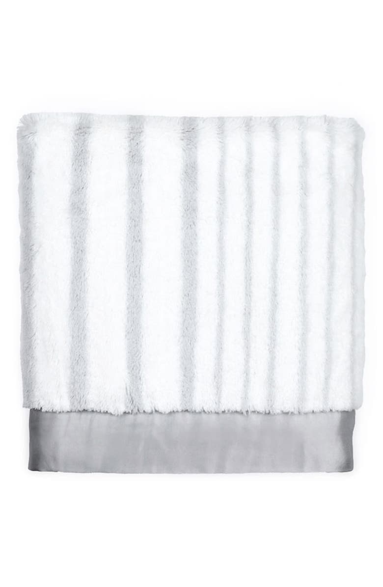 Little Giraffe Luxe Strand Faux Fur Blanket, Main, color, Silver