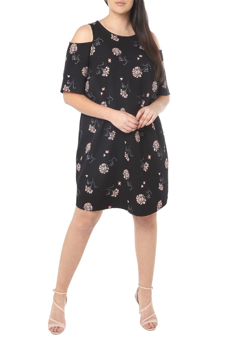 Floral Cold Shoulder Shift Dress, Alternate, color, MULTI COLOR