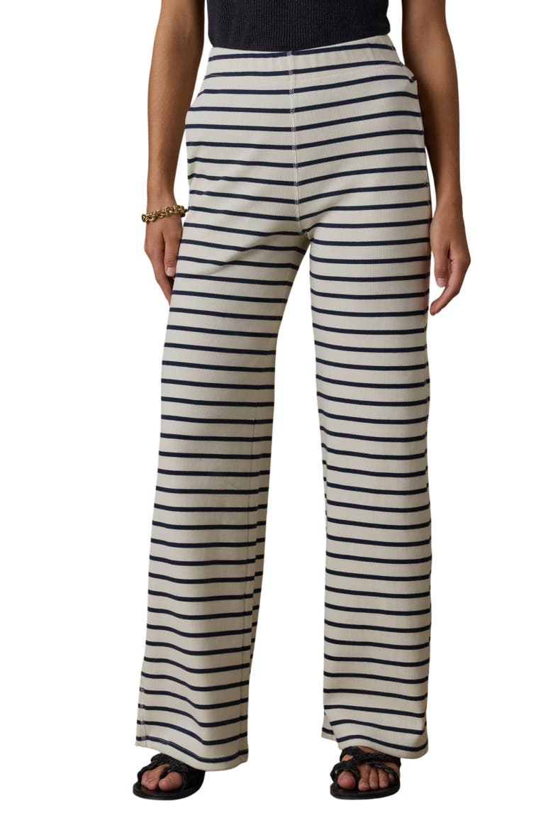 Surfside Stretch Organic Cotton Rib Pants, Main, color, SALT AIR STRIPE