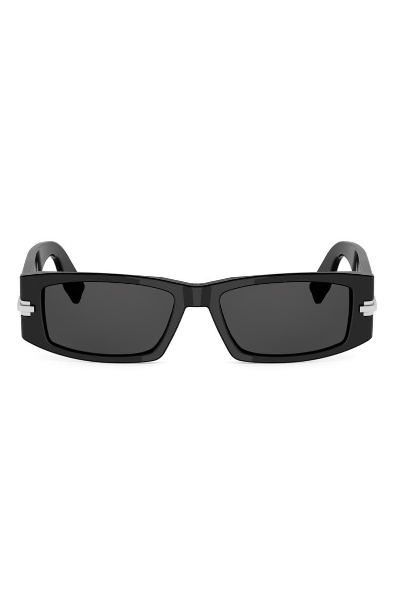 DIOR BlackSuit XL S5I 55mm Rectangular Sunglasses, Main, color, Shiny Black / Smoke