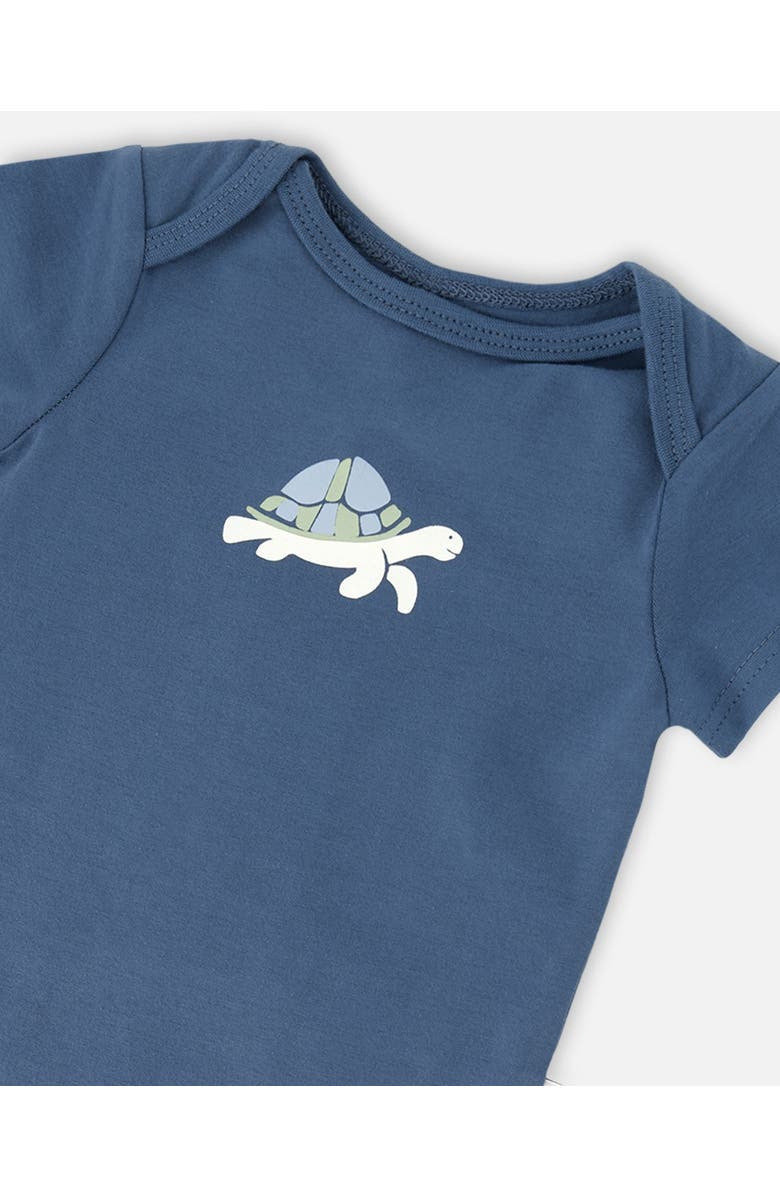 Deux par Deux Evolutive Organic Cotton Jersey Bodysuit, Alternate, color, Medium Blue