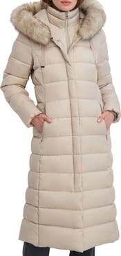 Tahari Nellie Faux Fur Trim Hooded Puffer Jacket with Bib